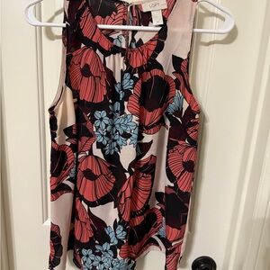 LOFT Women's Floral Sleeveless Top - Black and Pink